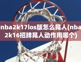nba2k17ios版怎么晃人(nba2k16招牌晃人动作用哪个)