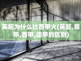 英超为什么比西甲火(英超,意甲,西甲,德甲的区别)