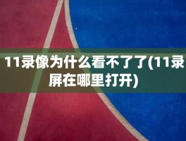 11录像为什么看不了了(11录屏在哪里打开)