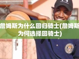 詹姆斯为什么回归骑士(詹姆斯为何选择回骑士)