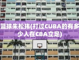 篮球朱松玮(打过CUBA的有多少人在CBA立足)