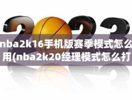 nba2k16手机版赛季模式怎么用(nba2k20经理模式怎么打比赛)
