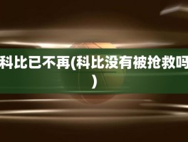 科比已不再(科比没有被抢救吗)