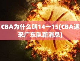 CBA为什么叫14一15(CBA迎来广东队新消息)