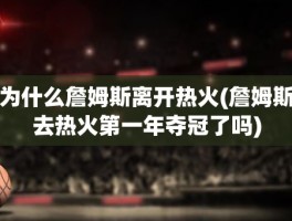 为什么詹姆斯离开热火(詹姆斯去热火第一年夺冠了吗)