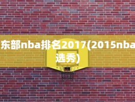 东部nba排名2017(2015nba选秀)