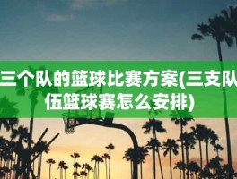 三个队的篮球比赛方案(三支队伍篮球赛怎么安排)