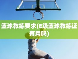 篮球教练要求(E级篮球教练证有用吗)