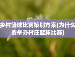 乡村篮球比赛策划方案(为什么要举办村庄篮球比赛)