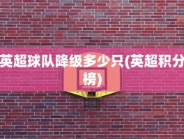 英超球队降级多少只(英超积分榜)