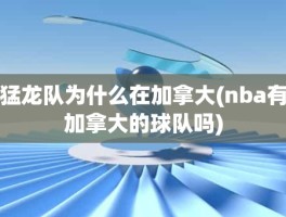 猛龙队为什么在加拿大(nba有加拿大的球队吗)