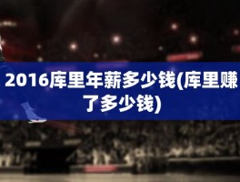 2016库里年薪多少钱(库里赚了多少钱)