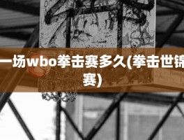 一场wbo拳击赛多久(拳击世锦赛)