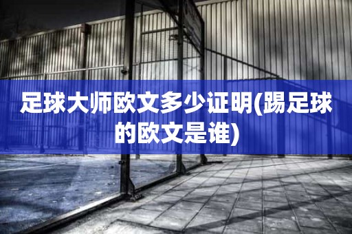 足球大师欧文多少证明(踢足球的欧文是谁) 足球大师欧文多少证明(踢足球的欧文是谁)
